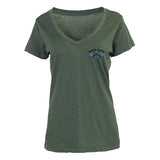 Women's Short Sleeve Essential Deep V Map Tee w/Colorado River map - Athletic Hunter Heather