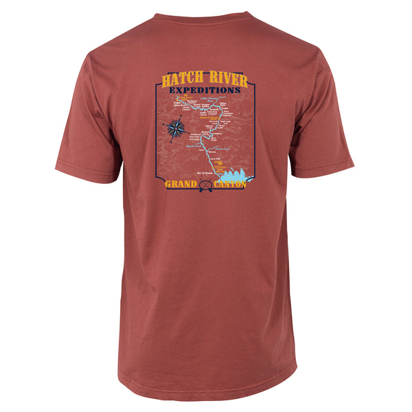 Short Sleeve Pigment Dyed Tee w/Colorado River map - Marsala