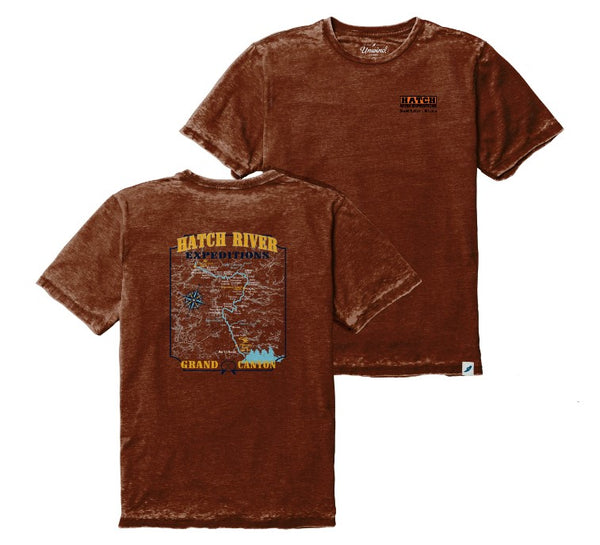 Burnout Crewneck T-shirt with River Map