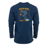 Long Sleeve Pigment Dyed Tee w/Colorado River map - Baltic (dark teal)